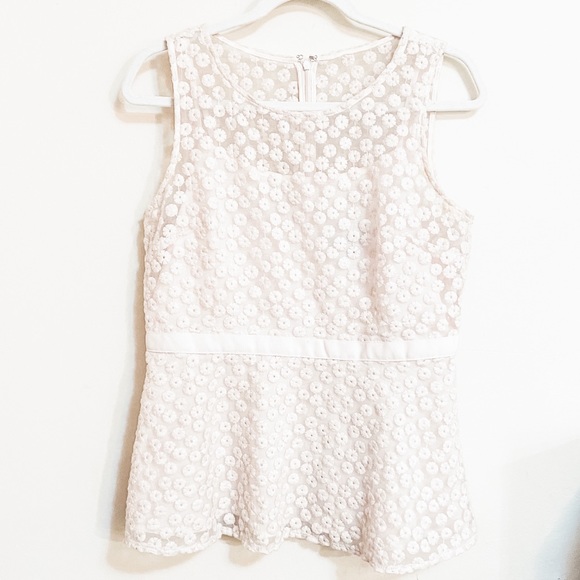 Banana Republic Tops - Banana Republic Cream Lace Peplum Blouse